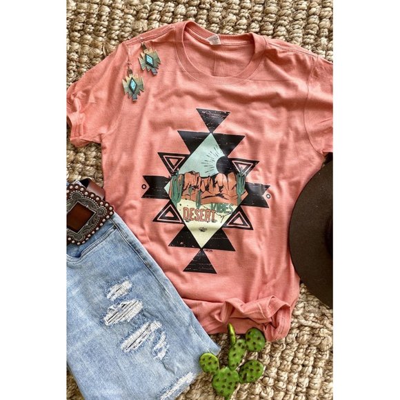 Heather Rust Desert Vibes Cute Graphic Tee T Shirt - Picture 2 of 4